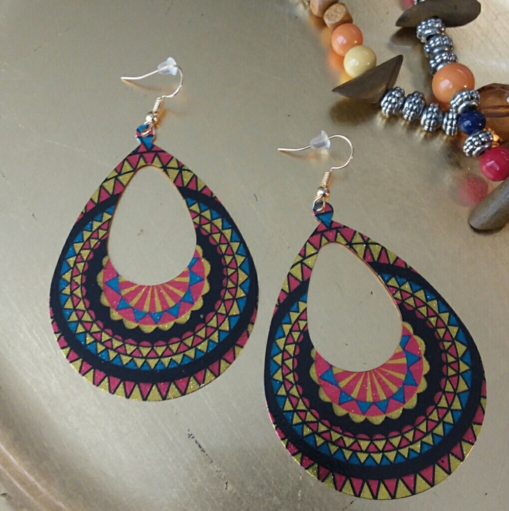 NWOT,  Indian inspired Earrings, colorful and